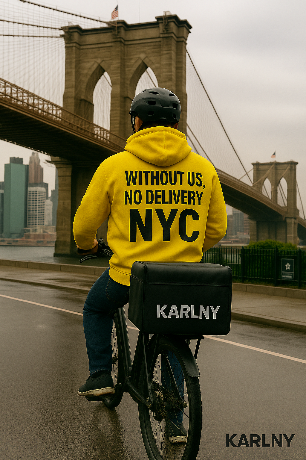 NYC Delivery Worker Hoodie - Yellow Unisex Fleece