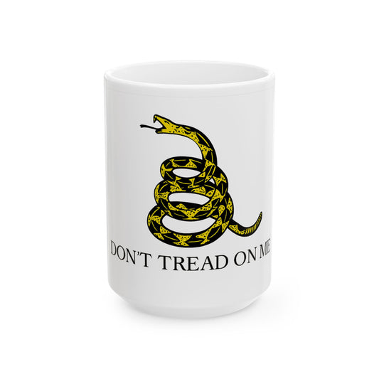 Don't Tread on Me Yellow Ceramic Mug | Gadsden Flag Coffee Cup | Patriotic Gift