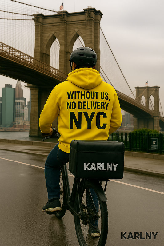 NYC Delivery Worker Hoodie - Yellow Unisex Fleece